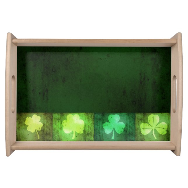 Grungy Green Shamrock Shapes - Serving Tray (Front)