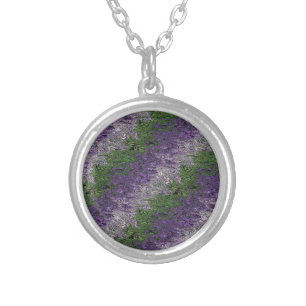 Grungy Groovy Funky Trippy Genderqueer Pride Silver Plated Necklace