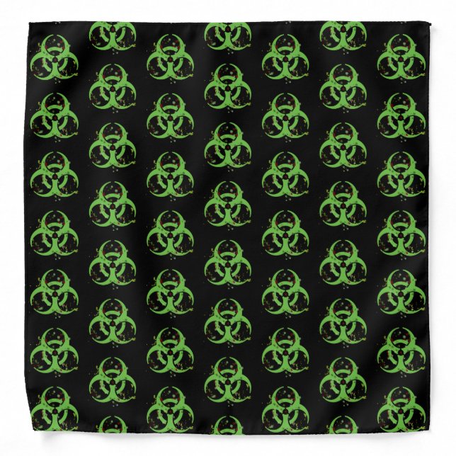 Grungy Gross Green Biohazard Bandana (Front)