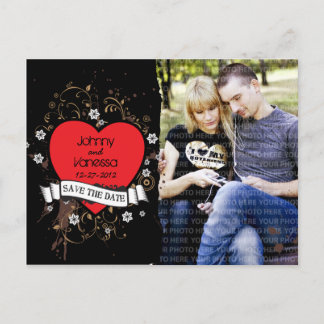 Grungy Heart Rock & Roll Photo Save the Date Announcement Postcard