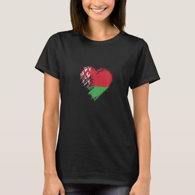Grungy I Love Belarus Heart Flag T-Shirt (Front)