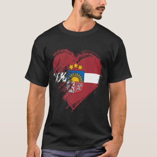 Grungy I Love Latvia Heart Flag  T_Shirt