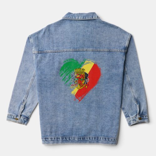 Grungy I Love Republic of The Congo Heart Flag  Denim Jacket