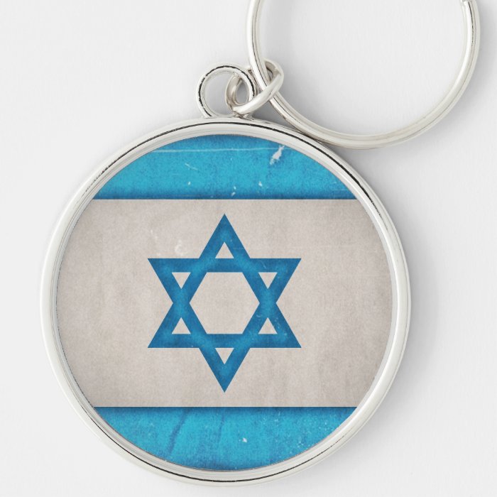 Grungy Israel Flag Star of David Key Chain