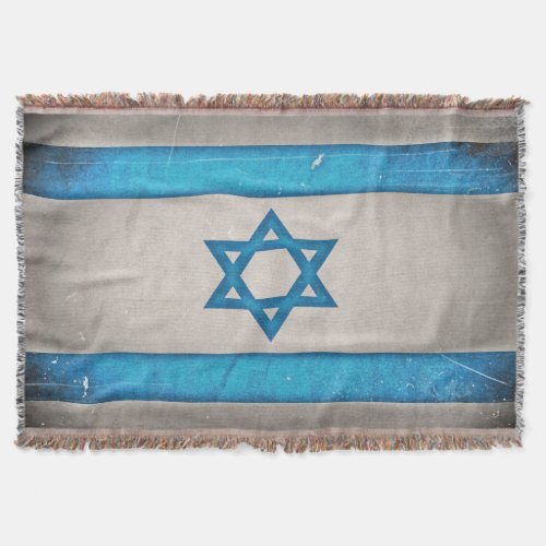Grungy Israel Flag Star of David Throw Blanket