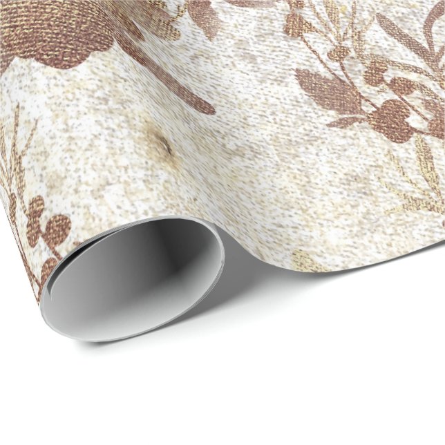 Grungy Ivory Old Pearly Gold Wreath Blush  Royal Wrapping Paper (Roll Corner)