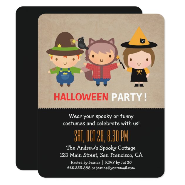 Grungy Kids Halloween Party Invitations