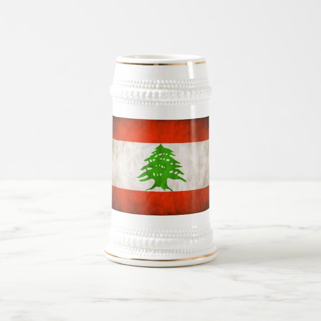 Grungy Lebanon Flag Beer Stein (Center)