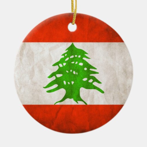 Grungy Lebanon Flag Ceramic Ornament