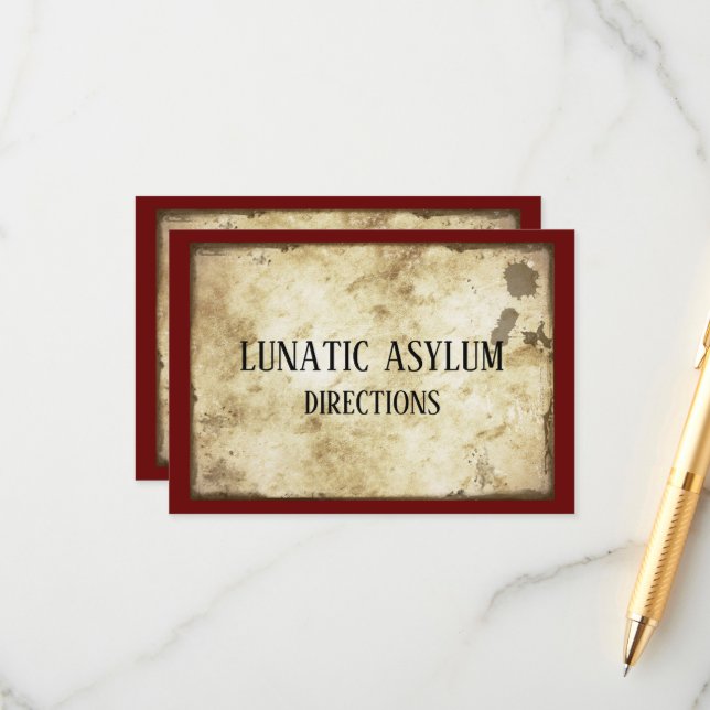 Grungy Lunatic Asylum Birthday Party   Enclosure Card (Front/Back In Situ)