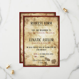 Grungy Lunatic Asylum Birthday Save The Date
