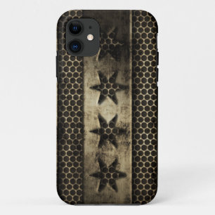 Grungy Metal Chicago Flag iPhone 11 Case