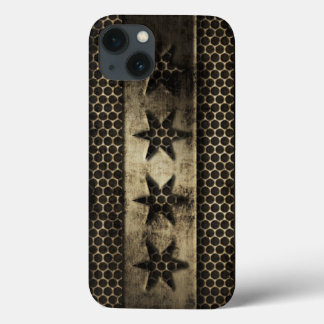 Grungy Metal Chicago Flag iPhone 13 Case