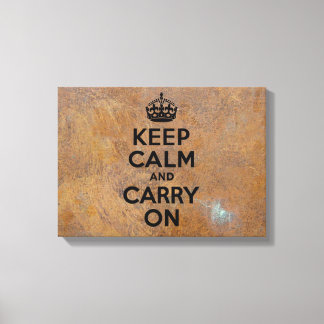 Grungy Metal Plate Keep Calm in Black Canvas Print