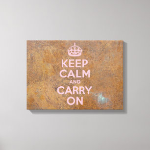 Grungy Metal Plate Keep Calm in Pink Canvas Print