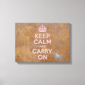 Grungy Metal Plate Keep Calm in Pink Canvas Print