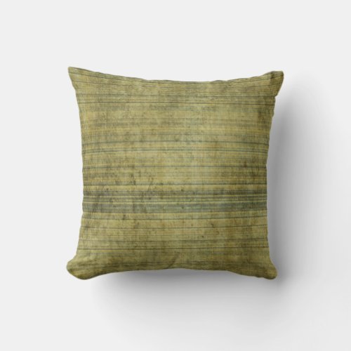 Grungy Moss Green Static Stripe Pattern Throw Pillow