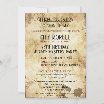 Grungy Murder Mystery Birthday Invitation by shm_graphics at Zazzle