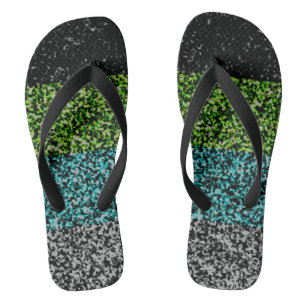 Grungy Noisy Abstract Quoiromantic Pride Flag Flip Flops