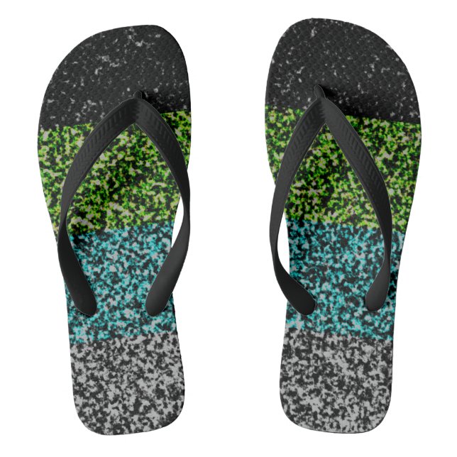 Grungy Noisy Abstract Quoiromantic Pride Flag Flip Flops (Footbed)