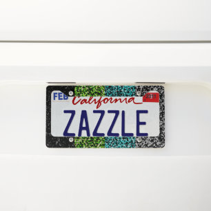 Grungy Noisy Abstract Quoiromantic Pride Flag License Plate Frame