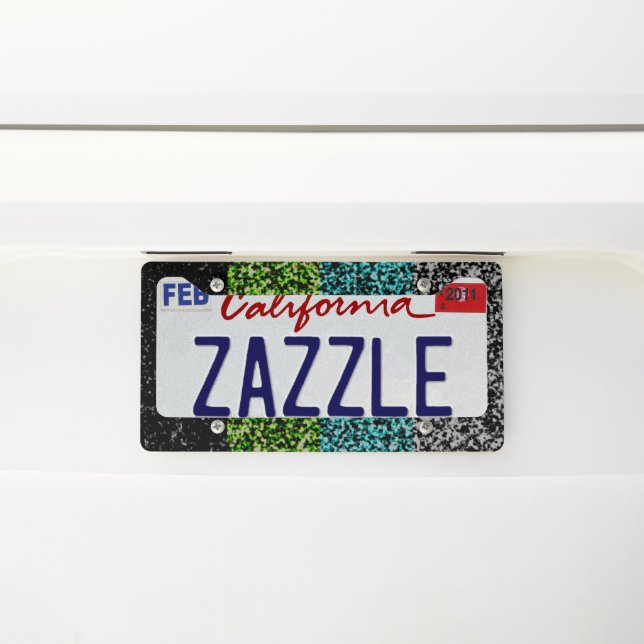 Grungy Noisy Abstract Quoiromantic Pride Flag License Plate Frame (On Car)