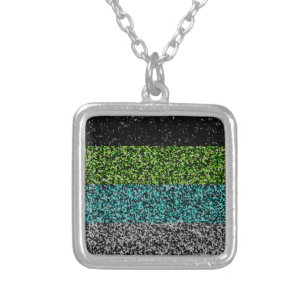 Grungy Noisy Abstract Quoiromantic Pride Flag Silver Plated Necklace