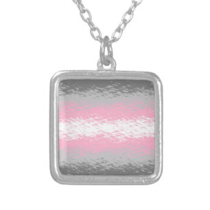 Grungy Noisy Grainy Abstract Demigirl Pride Flag Silver Plated Necklace