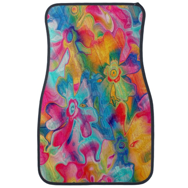 Grungy-Painted-Florals-16- Car Floor Mat (Front)
