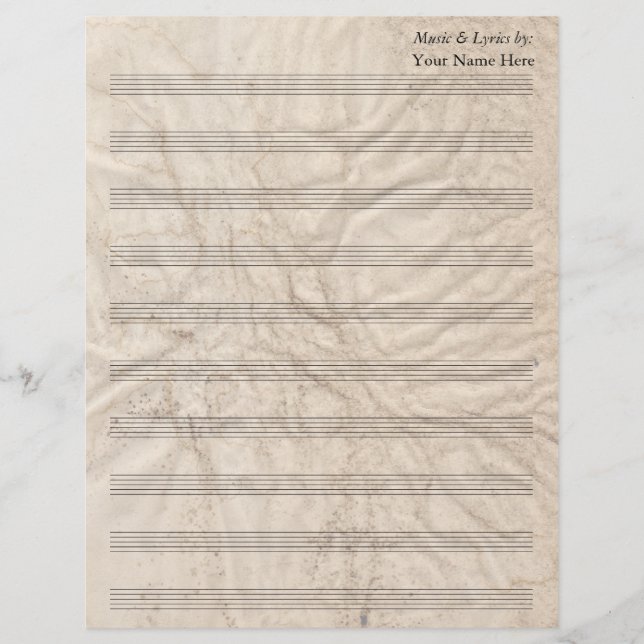 Grungy Paper  Blank Sheet Music 10 Stave (Front)
