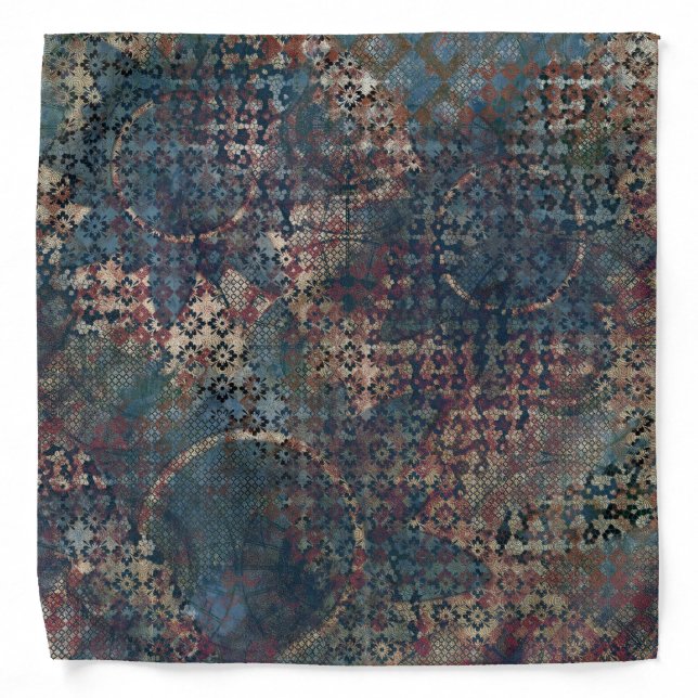 Grungy Patterns with Messy Patchwork of Textures Bandana (Front)