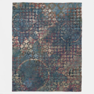 Grungy Patterns with Messy Patchwork of Textures Fleece Blanket