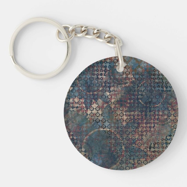 Grungy Patterns with Messy Patchwork of Textures Keychain (Front)