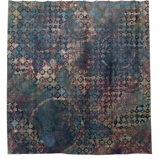 Grungy Patterns with Messy Patchwork of Textures Shower Curtain (Front)