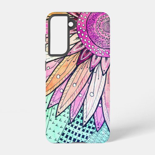 Grungy pink and orange flower touch phone case