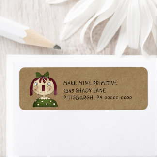 Grungy Primitive Rag Doll Country Return Address Label