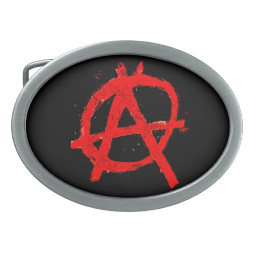 Grungy Red Anarchy Symbol Belt Buckle