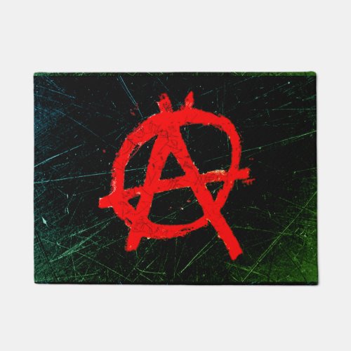 Grungy Red Anarchy Symbol Doormat