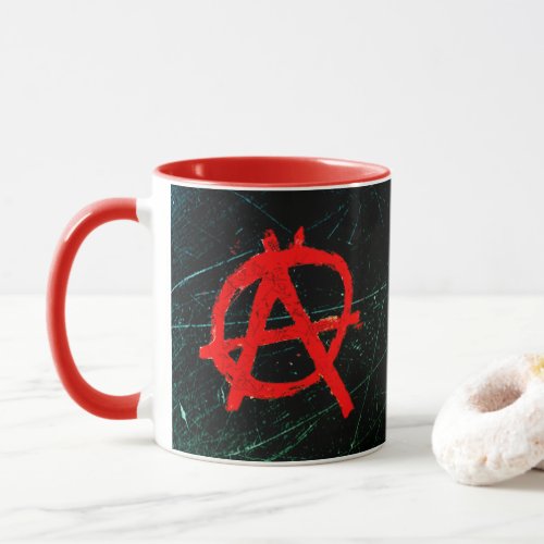 Grungy Red Anarchy Symbol Mug