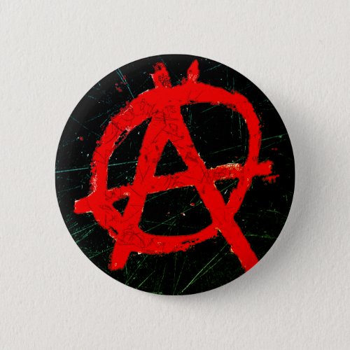 Grungy Red Anarchy Symbol Pinback Button