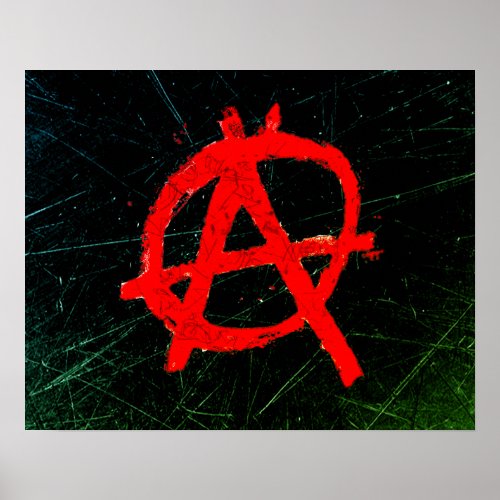 Grungy Red Anarchy Symbol Poster
