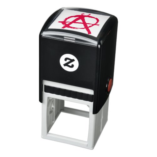 Grungy Red Anarchy Symbol Self_inking Stamp