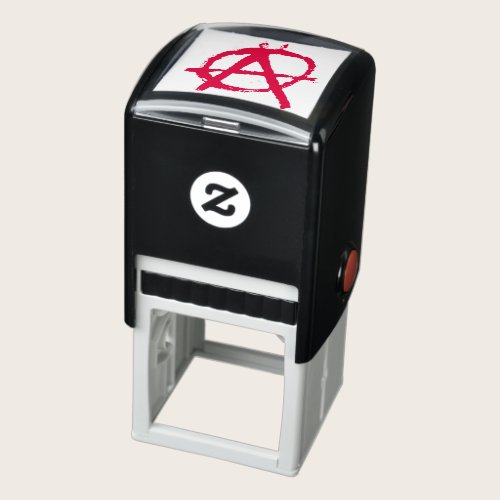 Grungy Red Anarchy Symbol Self-inking Stamp