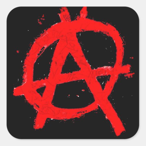 Grungy Red Anarchy Symbol Square Sticker