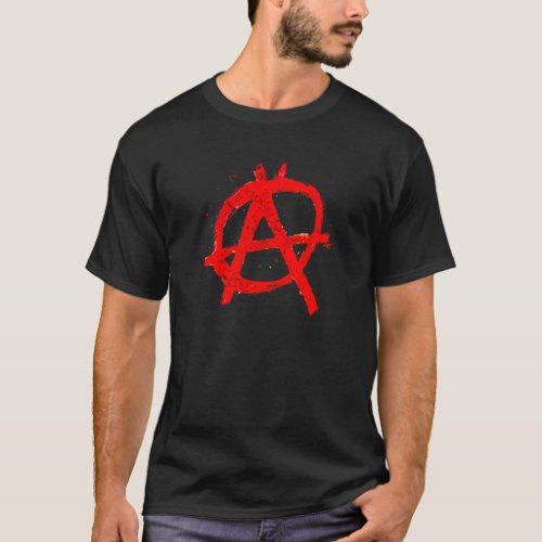 Grungy Red Anarchy Symbol T_Shirt