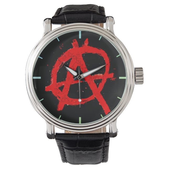 Grungy Red Anarchy Symbol Watch (Front)