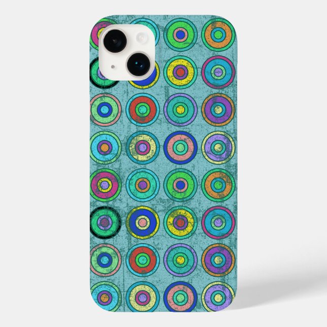Grungy Retro Blue Circle Pattern Case-Mate iPhone Case (Back)