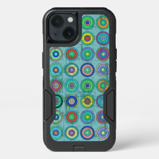 Grungy Retro Blue Circle Pattern iPhone 13 Case