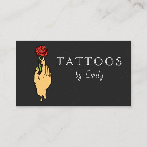 Grungy Retro Vintage Old School Tattoo Artist Rose Business Card