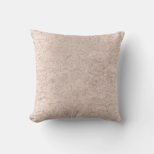 Grungy Rose Blush Metallic Drops Lines Ivory Gold Throw Pillow